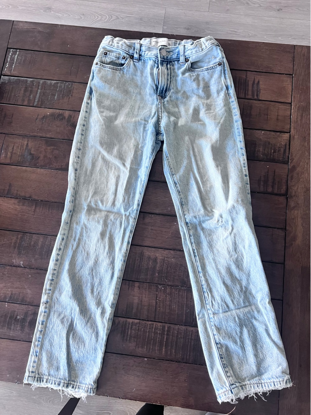 abercrombie kids Light Wash Blue Straight-Leg Jeans